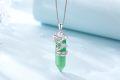 wholesale 925 Sterling Silver Green Aventurine Healing Crystal Poppy Flower Pendant Necklaces Gifts for Mom Girlfriends-0-1