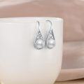 wholesale 925 Sterling Silver Teardrop Pearl Drop Earring Set with Intricate Wirework Design-0-2