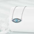 wholesale 925 Sterling Silver Natural Turquoise Triangle Circle Lucky Symbol Pendant Necklace for Women Girls Gifts 45cm Chain Length-0-1