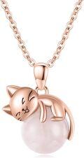 wholesale 14K Gold Pink Crystal Black Cat Pendant Necklace for Women Cats Lover-0-29