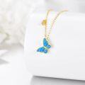 wholesale 14K Gold Blue Opal Butterfly Charm Pendant Necklace for Women Girls-0-3