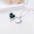 TOUPOP Sterling Silver Rose Heart Locket Pendant Necklace Father Daughter Gift-0-3