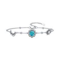 wholesale 925 Sterling Silver Moon Sun Bracelet Wholesale With Turquoise Charm-sun moon