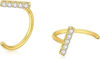 wholesale 14K Gold Diamond Ear Cuff Set Minimalist Jewelry for Women-bar-shape