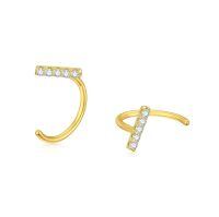 wholesale 14K Gold Diamond Ear Cuff Set Minimalist Jewelry for Women-bar-shape