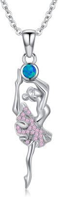 wholesale Dance Necklace For Women Sterling Silver Ballerina Necklace Ballet Pendant Ballerina Jewelry Christmas Gifts For Women Mom Daughter Sister Friends -0-0