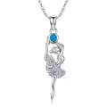 TOUPOP Sterling Silver Ballerina Pendant Necklace Ballet Jewelry Gift-0-0