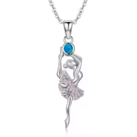 TOUPOP Sterling Silver Ballerina Pendant Necklace Ballet Jewelry Gift for Women Girls-undefined