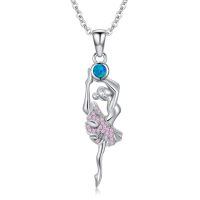 TOUPOP Sterling Silver Ballerina Pendant Necklace Ballet Jewelry Gift-undefined