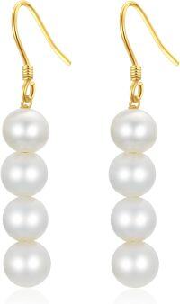 wholesale 14K Gold 3-Pearl Drop Earrings for Women - Elegant  Set-14k Yellow Gold