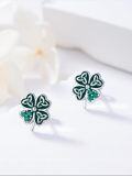 wholesale 925 Sterling Silver Green Clover Celtic Knot Stud Earrings for Women Girls St Patrick's Day Gifts-0-1