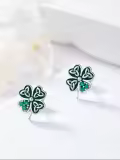 wholesale 925 Sterling Silver Green Clover Celtic Knot Stud Earrings Wholesale for Women Girls St Patrick's Day Gifts-0-1