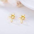 wholesale 14K Gold Heart Cross Stud Earrings for Women and Girls - Faith-0-2