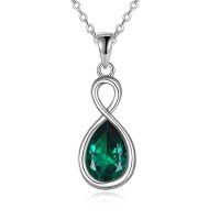 wholesale 925 Sterling Silver Green Ruby Crystal Infinity Pendant Birthstone Necklace for Women-Green