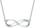 wholesale 925 Sterling Silver Cubic Zirconia Infinity Heart Pendant Necklace for Women-0-0