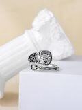 wholesale 925 Sterling Silver Rose & Skull Adjustable Ring - Gothic Themed Vintage Style Statement Finger s for Her-0-2
