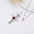 TOUPOP Sterling Silver Garnet Wing Cross Memorial Urn Pendant-0-2