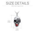 wholesale 925 Sterling Silver Skull Rose Red Stone Pendant Necklace for Women Men-0-5