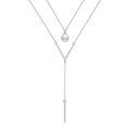 wholesale 925 Sterling Silver Pearl Y-Shape Pendant Layered Necklace Christmas Gifts for Women-0-0