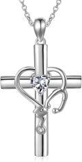 wholesale  Metal Stone Stethoscope Cross Pendant Necklace for Nurse Doctor Graduation -0-4
