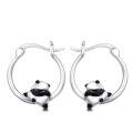 TOUPOP Sterling Silver Gemstone Dolphin Paw Sloth Hummingbird Panda Huggie Hoop Earrings-0-0