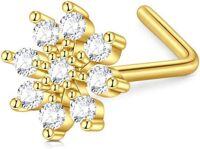 wholesale 14K Solid Gold D Color VVS3 Moissanite Nose Stud - Hypoallergenic, Nickel-Free, 0.03-0.3Ct, 2-3mm, 20G, 5-7mm-Flower