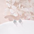 wholesale  Sterling Silver Cubic Zirconia Crystal Birthstone Stud Earrings - April Square 7.8mm-0-2