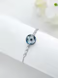 TOUPOP Sterling Silver Crystal Evil Eye Bracelet Anklet Adjustable Amulet Jewelry-0-4
