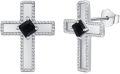 wholesale 925 Sterling Silver Black Onyx Celtic Cross Stud & Dangle Earrings  for Women and Men-0-0