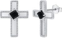 wholesale 925 Sterling Silver Black Onyx Celtic Cross Stud & Dangle Earrings  for Women and Men-Stud