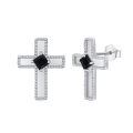 wholesale 925 Sterling Silver Black Onyx Celtic Cross Stud & Dangle Earrings  for Women and Men-0-0