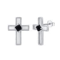 wholesale 925 Sterling Silver Black Onyx Celtic Cross Stud & Dangle Earrings  for Women and Men-Stud