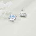 wholesale 925 Sterling Silver Blue Opal Elephant Stud Earrings Gift for Women Girls-0-2