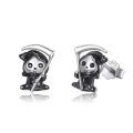 wholesale 925 Sterling Silver Grim Reaper Stud Earrings - Gothic Halloween Jewelry for Women & Men-0-0
