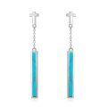 wholesale 925 Sterling Silver Cross Chain Turquoise Bar Drop Earrings For Women-0-0