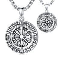 wholesale Viking Necklace 925 Sterling Silver Norse Jewelry For Fathers Day Anniversary Birthday Gifts Christmas Gifts For Men -style_name:C-Viking Vegvísir & Sun