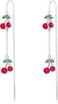 wholesale 925 Sterling Silver Red Cherry Long Drop Earring Gift for Women Girls-0-0