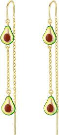 wholesale 925 Sterling Silver Avocado Drop Earrings - Fun Food  for Women-0-0