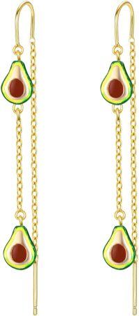 wholesale 925 Sterling Silver Avocado Drop Earrings - Fun Food  for Women-Avocado
