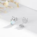 wholesale 925 Sterling Silver Opal Cow Stud Earrings with Heart-Shaped Stone and Hypoallergenic Backing-0-2