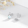 wholesale 925 Sterling Silver Platinum Plated Highland Cow White Opal Heart Stud Earrings-0-2