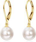 wholesale 14K Gold Black Freshwater Pearl Dangle Leverback Earrings for Women Bridesmaid Gift-0-11