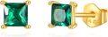 wholesale 14K Gold Princess Cut Emerald Stud Earrings for Women - Birthday & Christmas Gifts-0-0