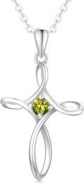 wholesale Sterling Silver Zirconia Cross Necklace for Women 18 +2 -0-0