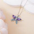 wholesale 925 Sterling Silver Purple & Blue Crystal Butterfly Pendant Necklace for Women-0-2