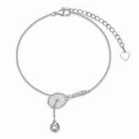 wholesale 925 Sterling Silver Tennis Racket and Ball Charm Bracelet Sport s for Women-tennis