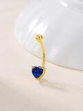 wholesale 925 Sterling Silver Plated 14K Gold  Heart Belly Button Ring 16mm Body Piercing Jewelry for Women-0-15