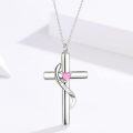 wholesale 925 Sterling Silver White Gold & Birthstone Cross Urn Necklace for Ashes – Infinity Engraved 'I Love You Forever' – Cremation Jewelry with 1.35mm Chain-0-1