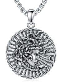 wholesale TOUPOP S925 Sterling Silver Medusa Snake/st Christopher Necklace Protection Amulet Pendant Catholic Medallions Jewelry Gift For Men Women -style_name:6-Medusa