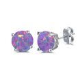 wholesale 925 Sterling Silver Green Fire Opal Round Stud Earrings - Multiple Sizes & Colors for Women Men Gifts-0-14
